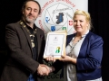 IPF President Michael O'Sullivan pictured presenting LIPF distinction to Stephanie Daly