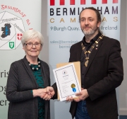 IPF President Michael O'Sullivan presenting associateship distinction to Marie Phelan