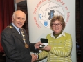 Sheamus O'Donoghue presenting Margaret Finlay with her Silver medal in the Advanced Section