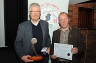 IPF President Dom Reddin presenting Pat Collins with the Silver Medal in the Novice Section and the Best Sound Production Trophy